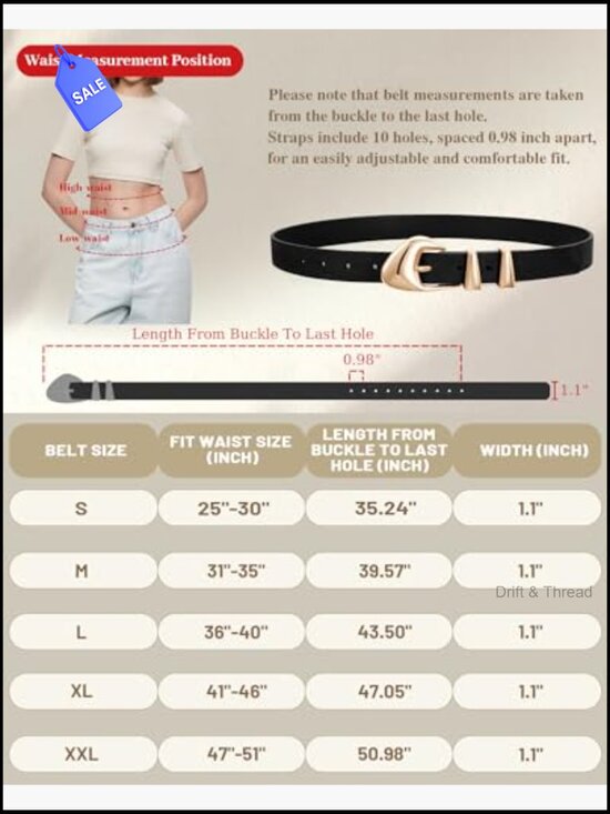 Women\'s Leather Belt with Gold Buckle - 1.1\